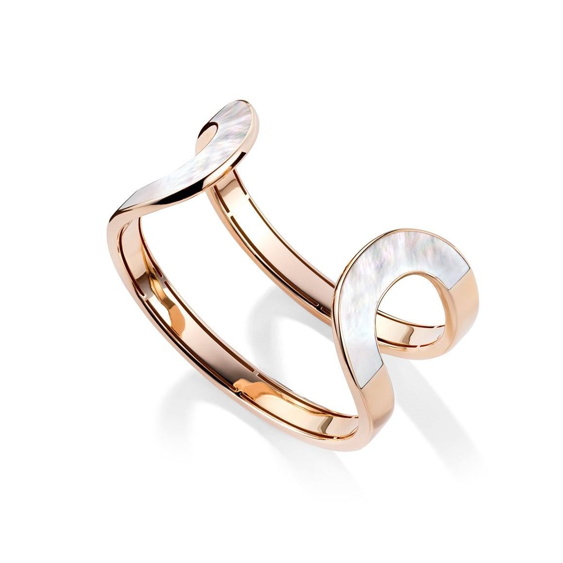 Mattioli Aruba Cuff Bracelet in Rose Gold and  Mother or Pearl Finish For Sale 1