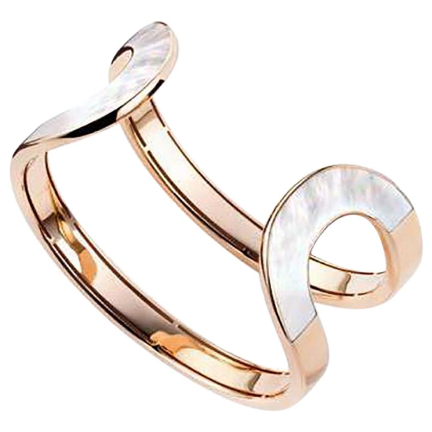 Mattioli Aruba Cuff Bracelet in Rose Gold and Natural Mother or Pearl For Sale