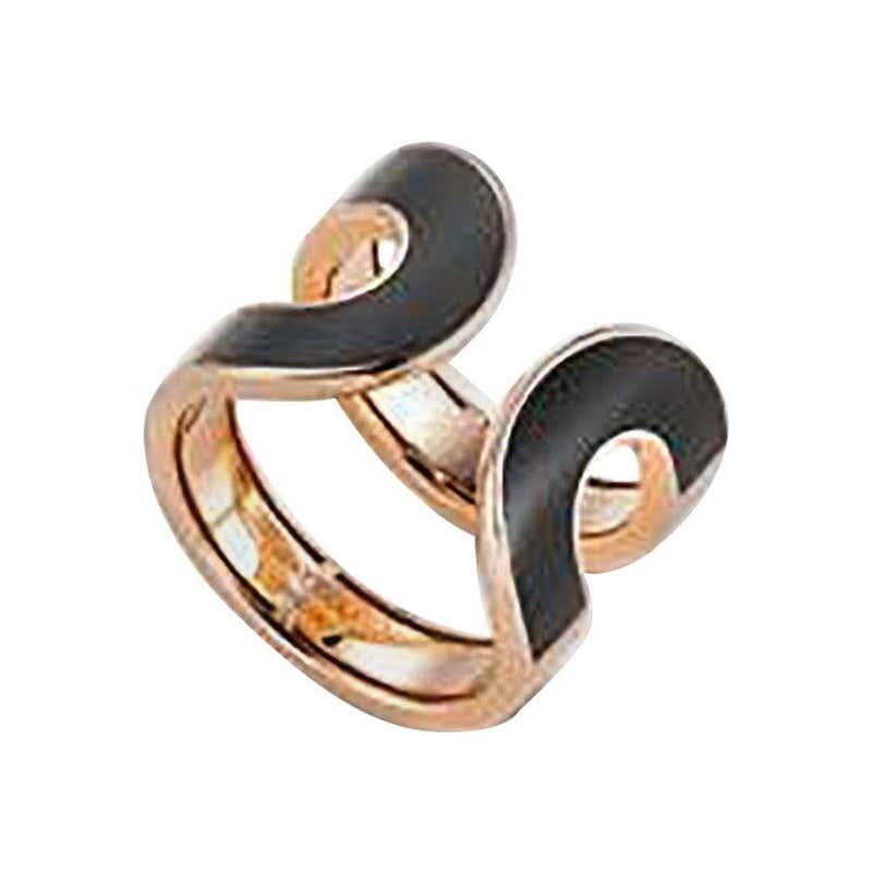 Buccellati "Opera" Collection Black Onyx Rose Gold Ring For Sale at 1stDibs