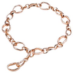 Mattioli Aspis Necklace in Hammered Rose Gold and White Diamonds