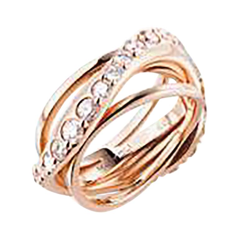 Mattioli Aspis Spinner Ring in Rose Gold and White Diamonds For Sale