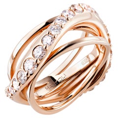 Anillo Mattioli Aspis Spinner de oro rosa y diamantes blancos