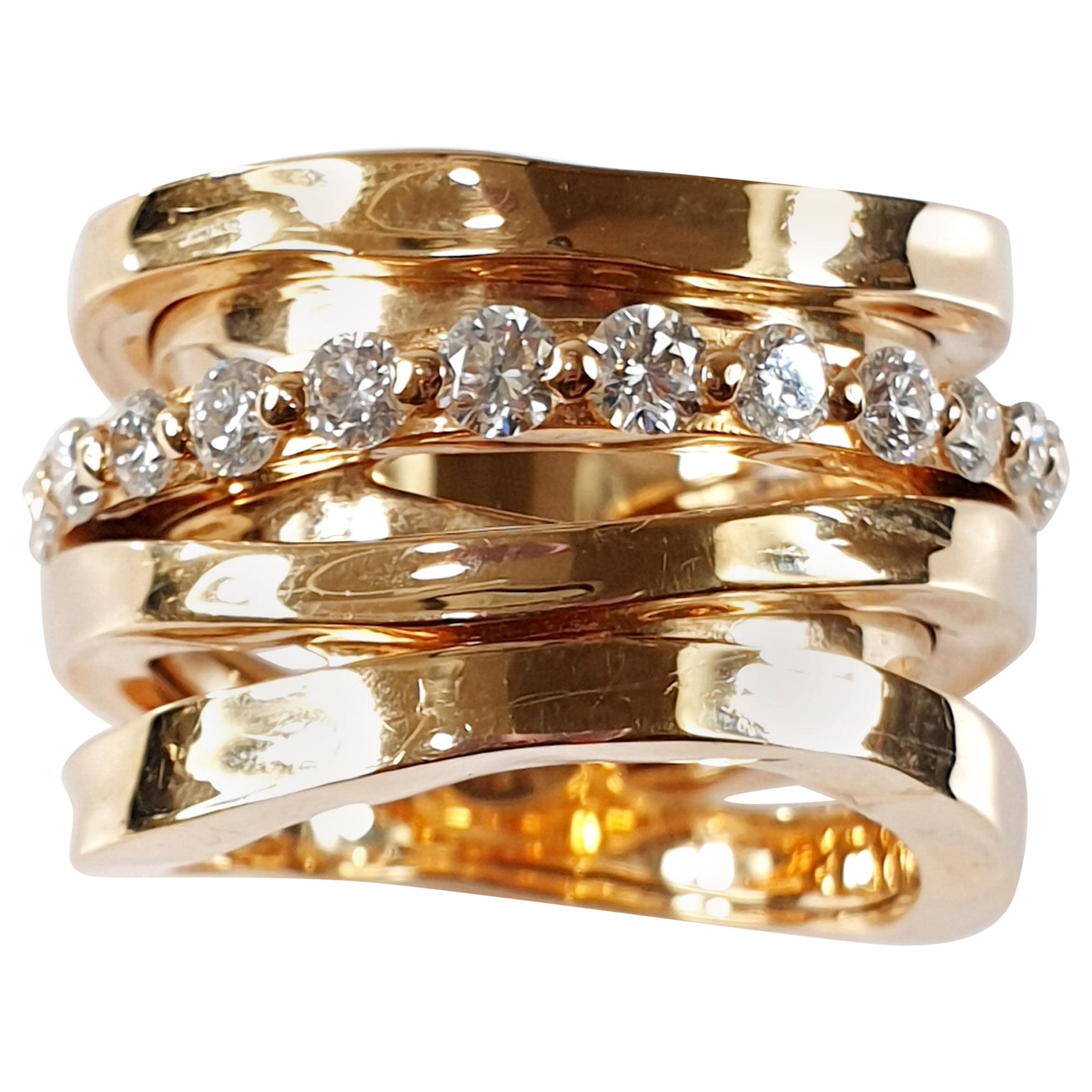 For Sale:  Mattioli Aspis Spinner Ring in Rose Gold w/Hammered External Bands in Rose Gold