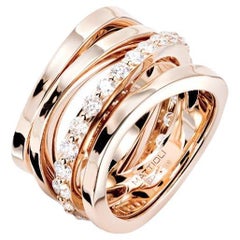 Anello Mattioli Aspis Spinner in oro rosa con fasce esterne martellate in oro rosa