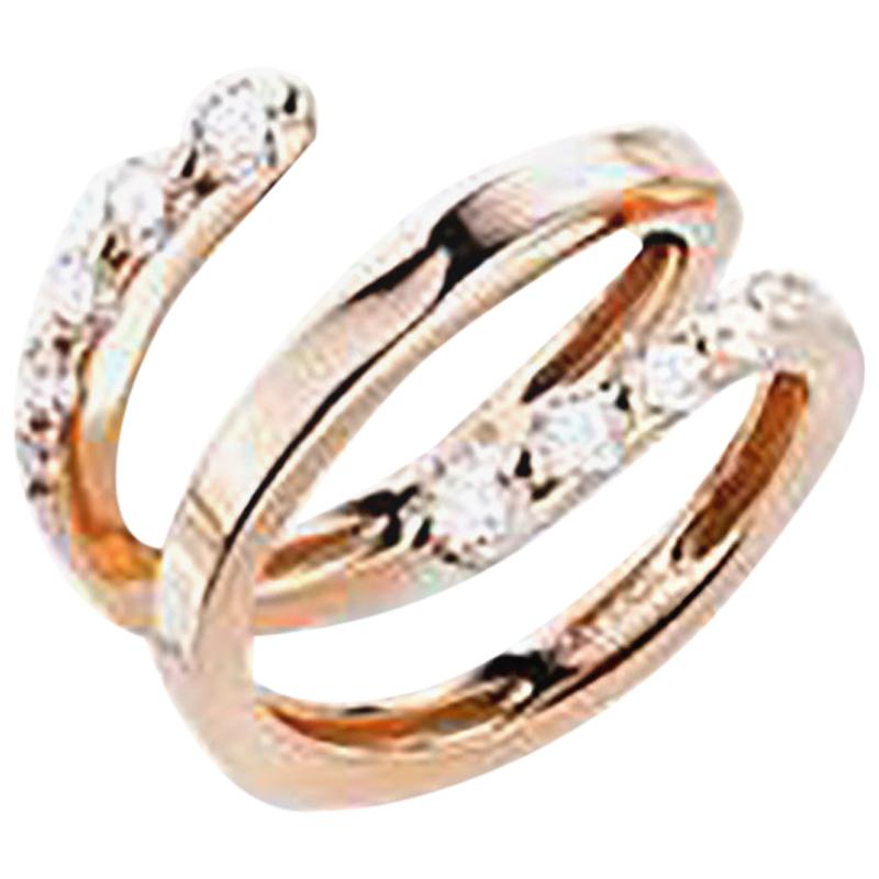 Mattioli Aspis Spiral Ring in Rose Gold and White Diamonds For Sale