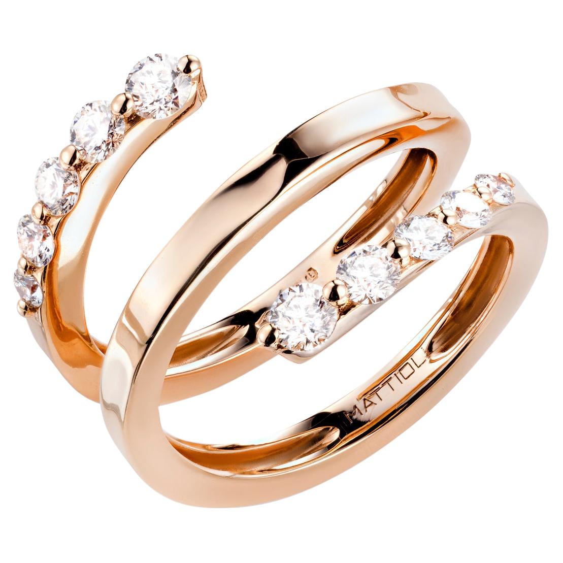 Mattioli Aspis Spiral Ring in Rose Gold and White Diamonds