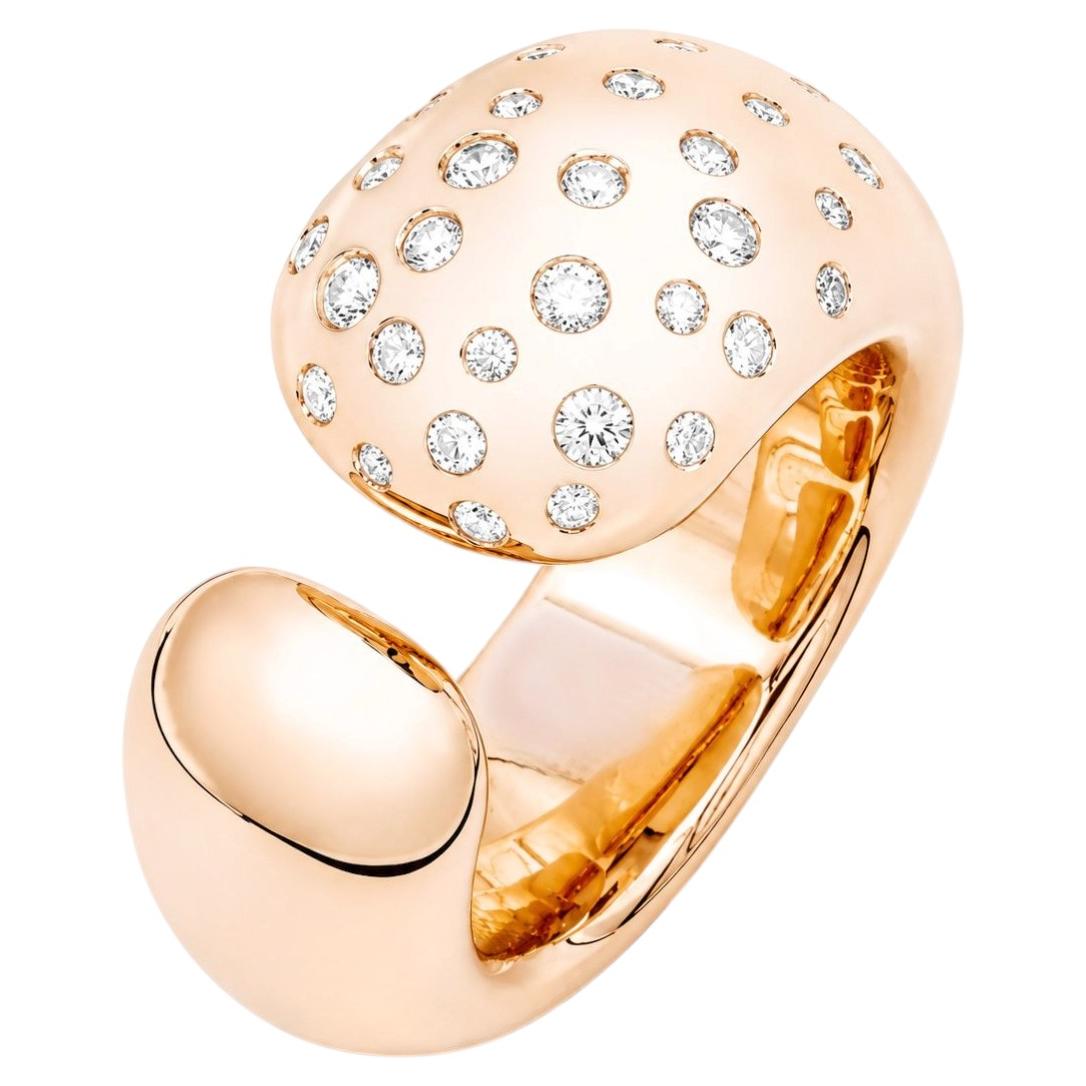 Mattioli Big Ring Hiroko Collection in 18K Rose Gold and White Diamonds