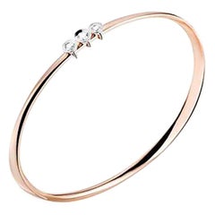 Mattioli - Bracelet jonc Chips en or rose, lunettes en or blanc et diamants blancs amovibles