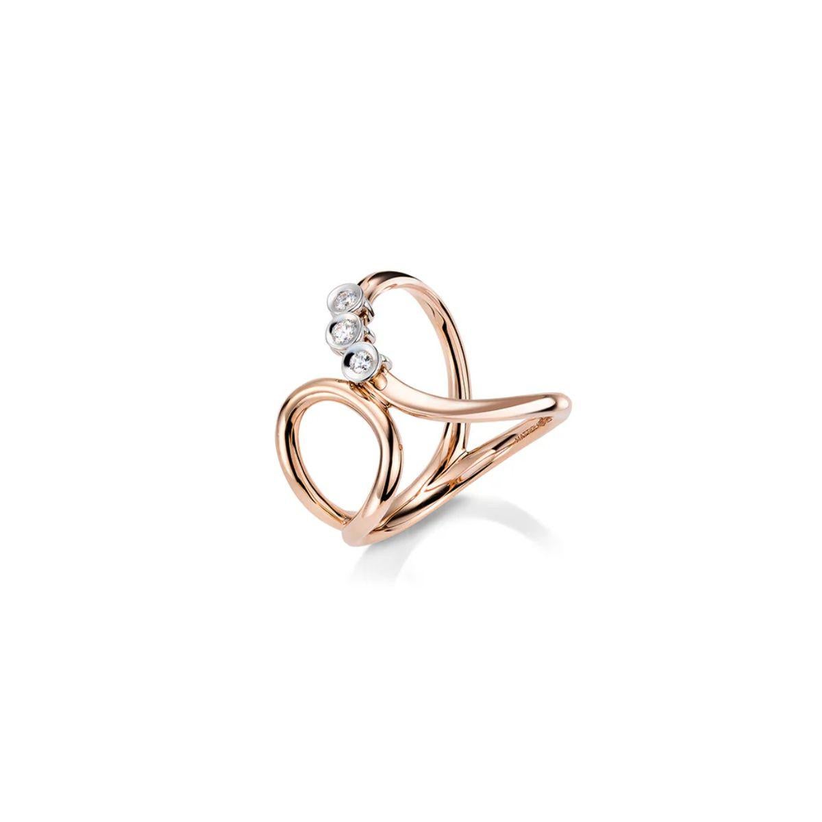 Anillo Mattioli Chips Contrarié de oro rosa y blanco con diamantes blancos móviles en venta 3