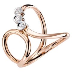 Mattioli Chips Contrarié Ring aus Rosé- und Weißgold mit beweglichen weißen Diamanten