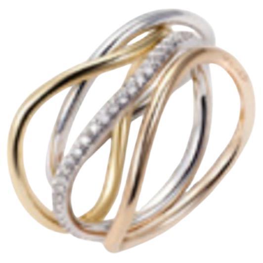 Mattioli Chips mehrreihiger Ring aus Weiß-, Rosé- und Gelbgold mit weißen Diamanten im Angebot