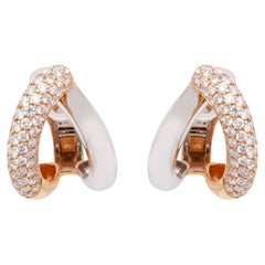 Pendientes de medio aro partido en oro rosa y blanco de 18 quilates con diamantes Mattioli