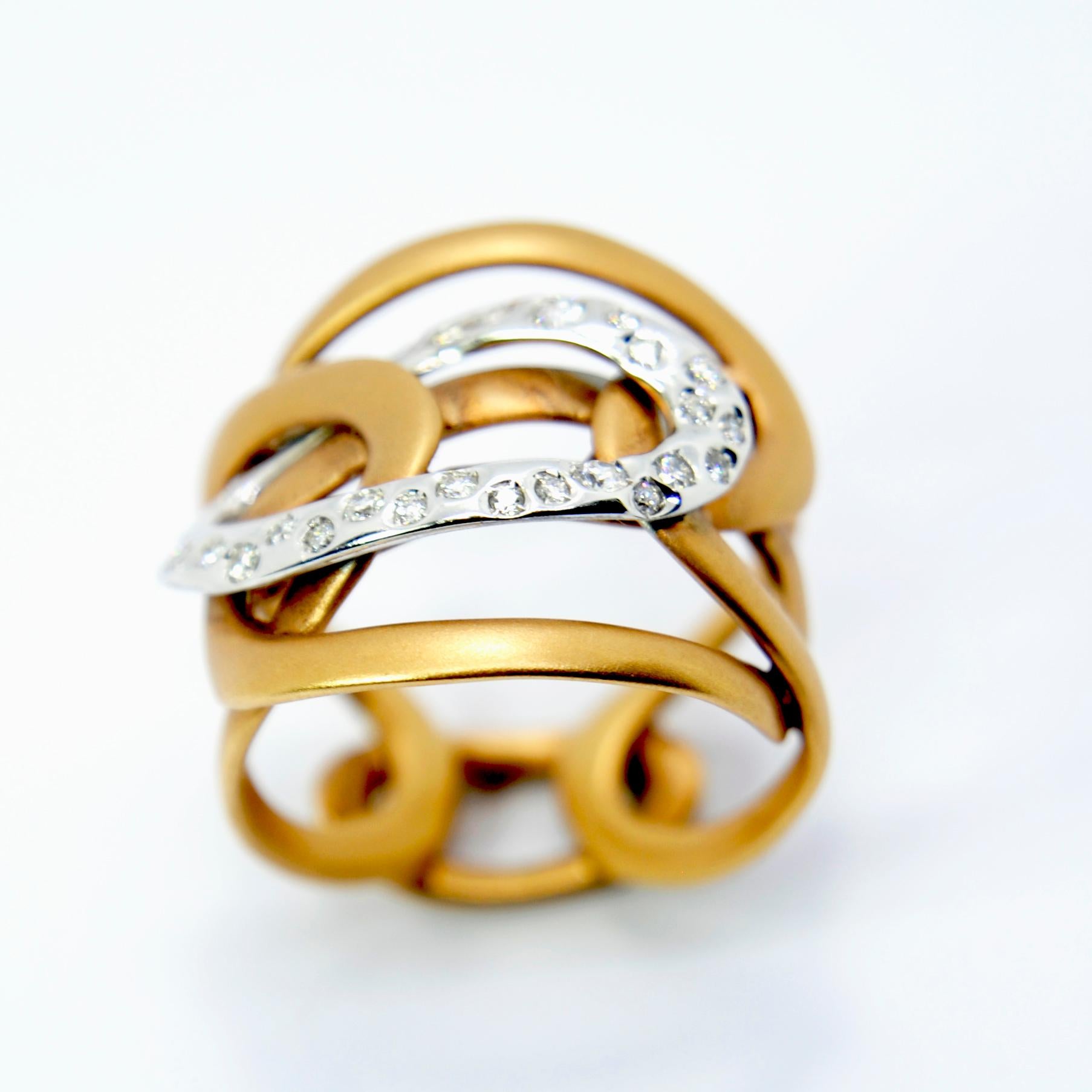 Contemporary Mattioli Diamonds and White 18 Karat Rose Gold Ring Collection