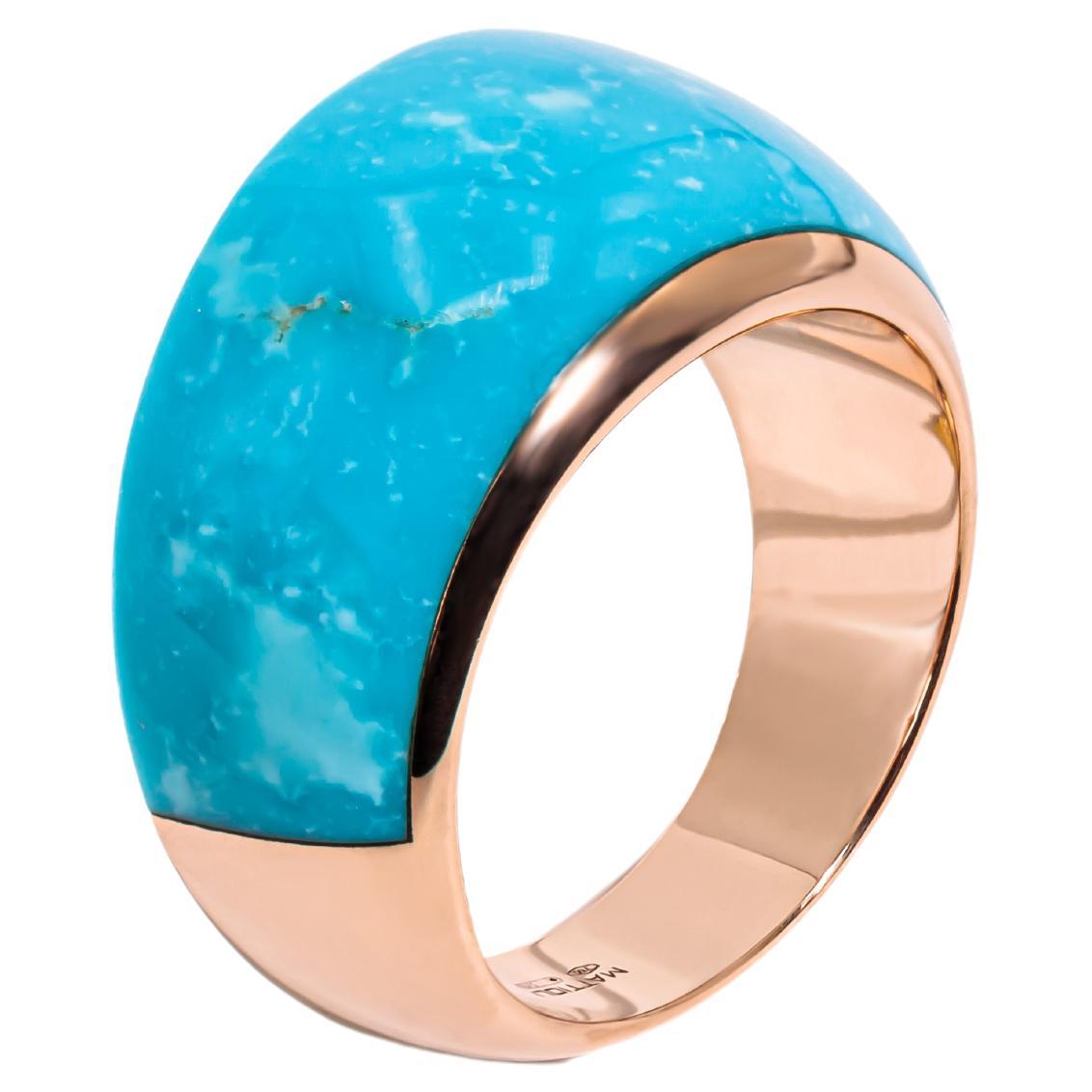 Mattioli Eve_r Collection New Ring in Rose Gold & Turquoise For Sale