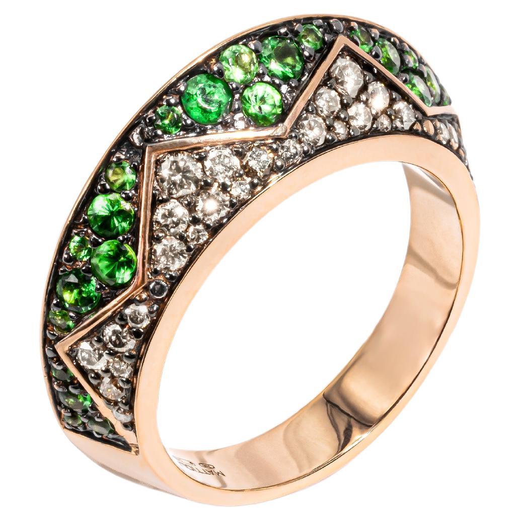 For Sale:  Mattioli Eve_r Collection New Ring in Rose Gold w/Brown Diamonds & Tsavorites