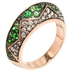 Mattioli Eve_r Collection New Ring in Rose Gold w/Brown Diamonds & Tsavorites