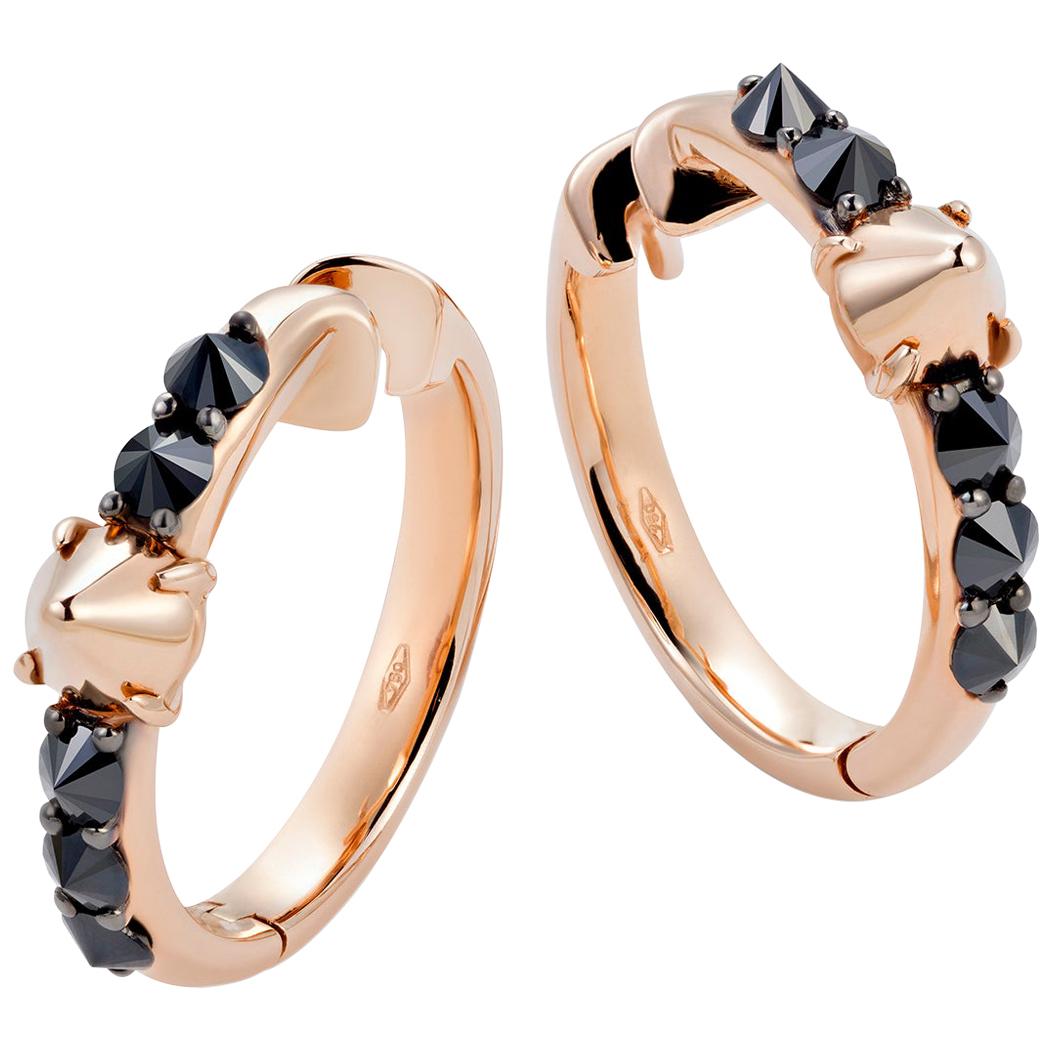 Mattioli Eve_r Earrings 18 Karat in Rose Gold and Black Diamonds