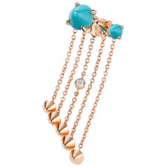 Mattioli Eve_r Mono Earring 18 Karat Gold and Turquoise, White Diamond 'left'