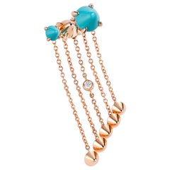 Mattioli Eve_r Mono Earring 18 Karat Gold and Turquoise, White Diamond 'right'