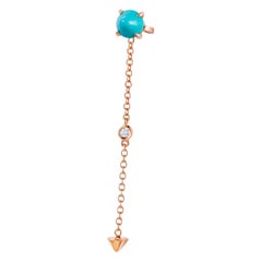 Mattioli Eve_r Mono Earring 18 Karat in Rose Gold and Turquoise, White Diamond