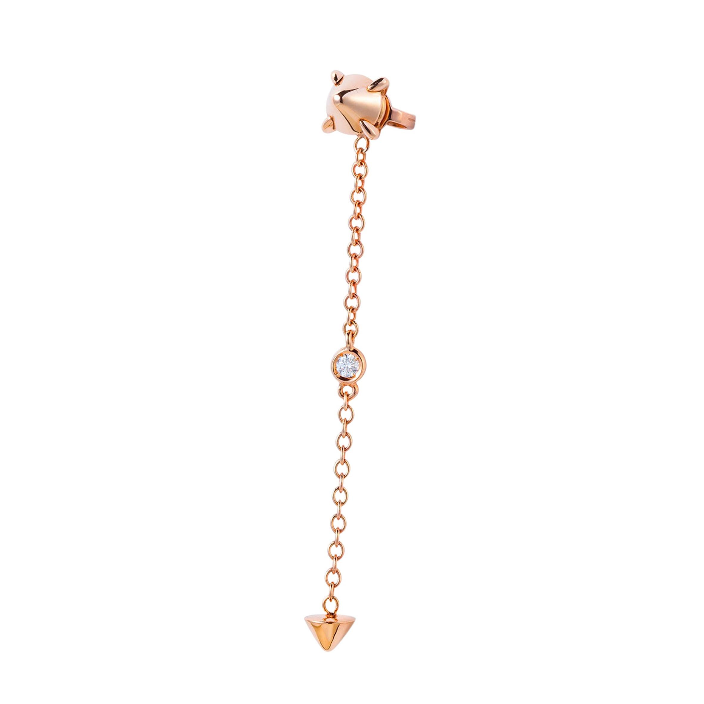 Mattioli Eve_r Mono Earring 18k in Rose Gold with White Diamond For Sale