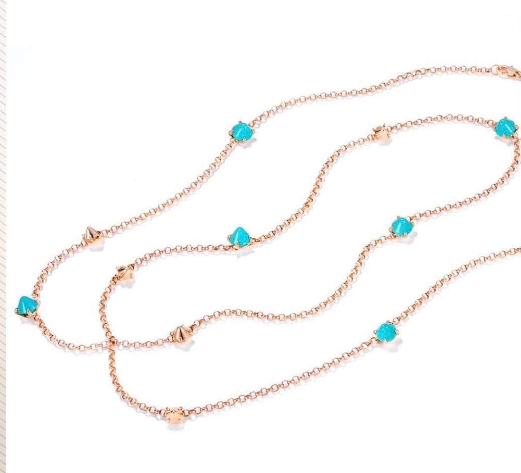 Brilliant Cut Mattioli Eve_r Mono Earrings 18 Karat in Rose Gold and Turquoise, White Diamond For Sale