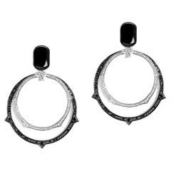 Mattioli Boucles d'oreilles Eve_r en or blanc, diamants blancs et onyx épais