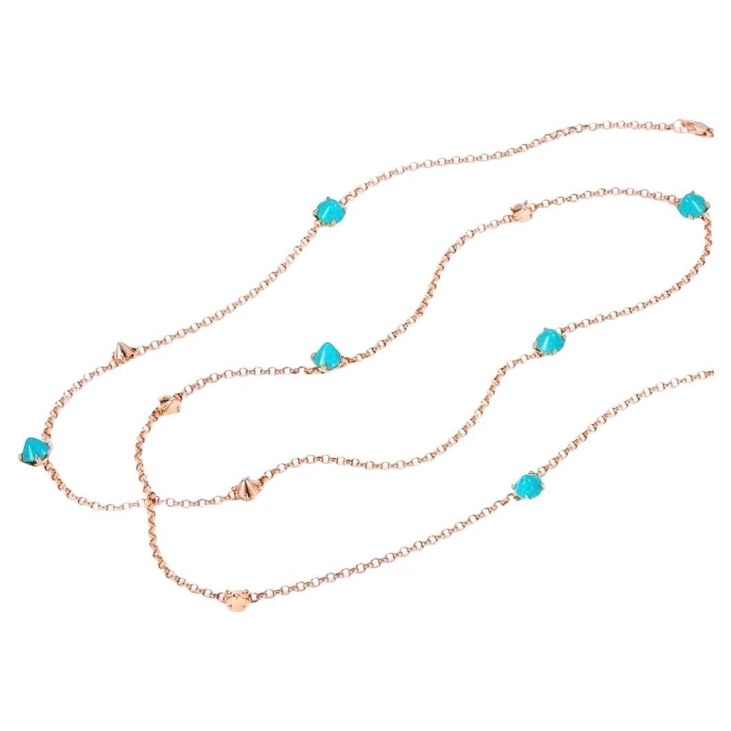 Mattioli Ever_r Mono Sautoir 18K in Rose Gold & Turquoise 
Length 100cm 


The edgy and modern colors of turquoise, onyx and coral give life to Eve_r. The new collection is inspired by the iconic and unconventional design of Mattioli Masterpieces