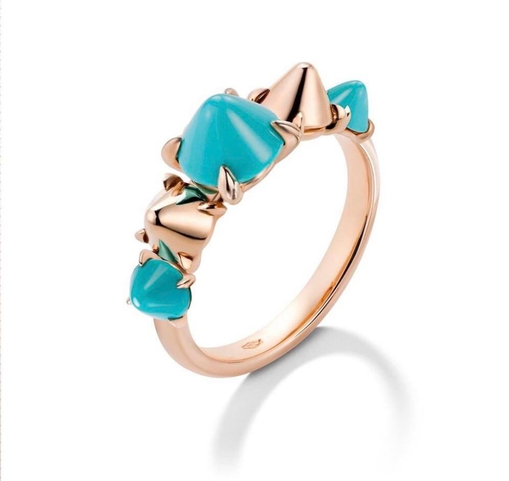 Mattioli Eve_r  Sautoir Necklace 18 Karat in Rose Gold and Turquoise For Sale 3