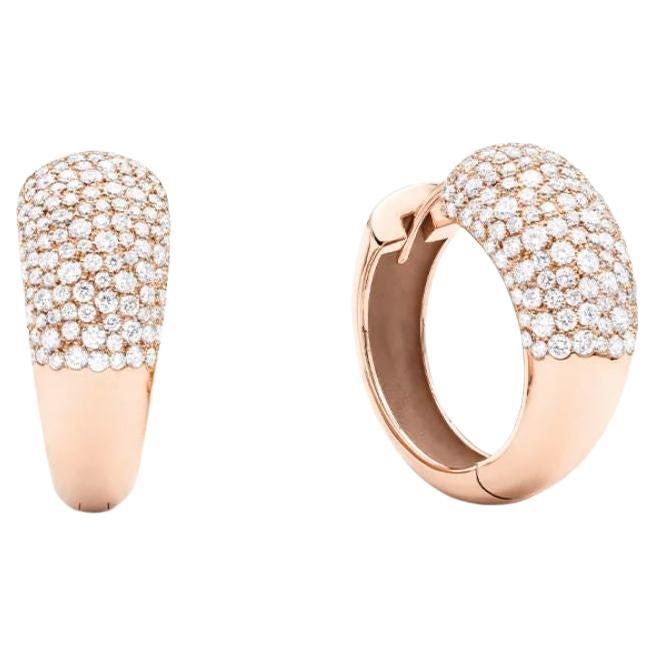 Mattioli Hiroko Collection Sals de grandes boucles d'oreilles diamants blancs en or rose 18k