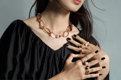 Mattioli Hiroko Collection Necklace in 18k Rose Gold white Diamonds & Sapphires