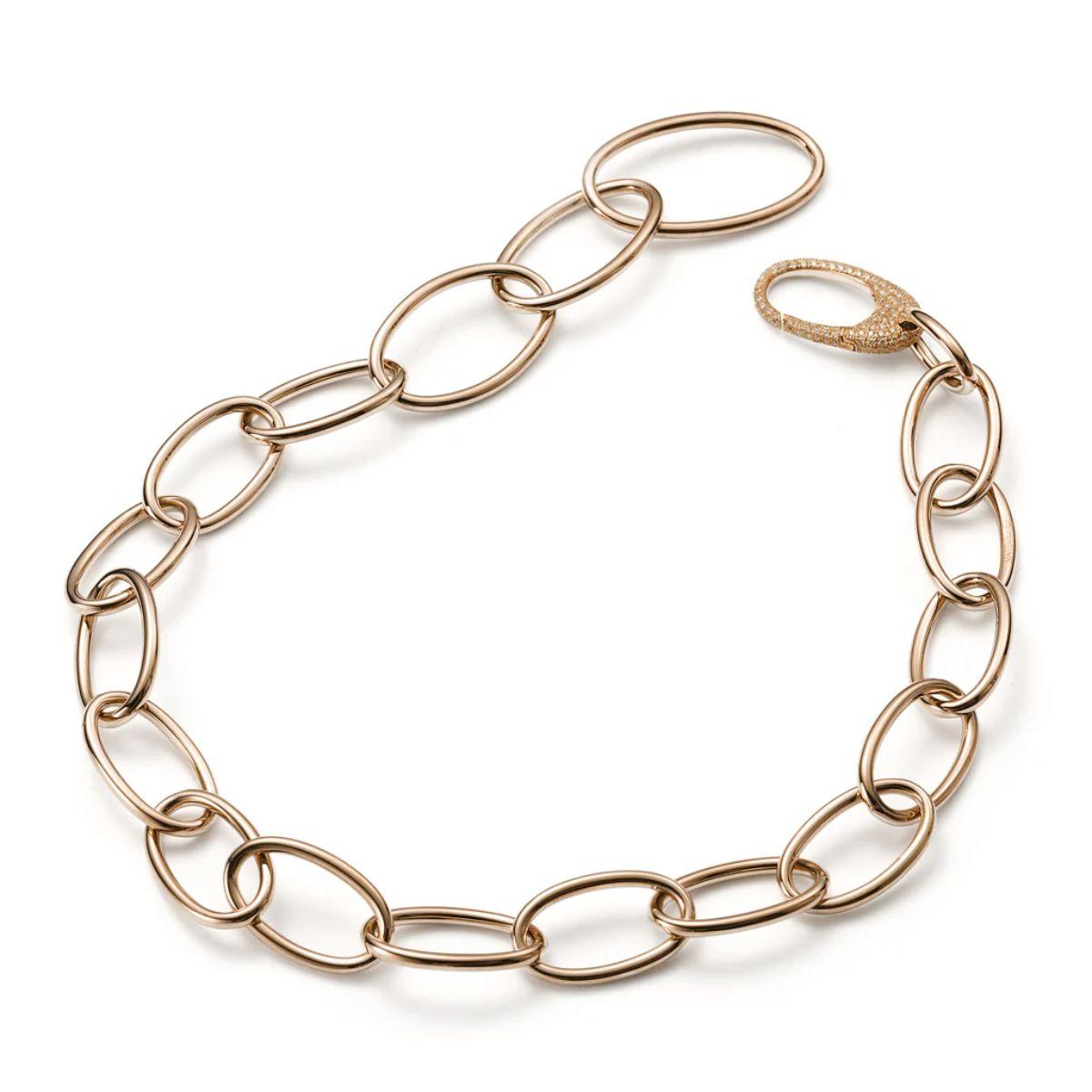 Contemporaneo Collana Mattioli Hiroko Collection in oro rosa 18k con diamanti e zaffiri bianchi in vendita