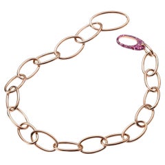 Mattioli Hiroko Collection Necklace in 18k Rose Gold white Diamonds & Sapphires