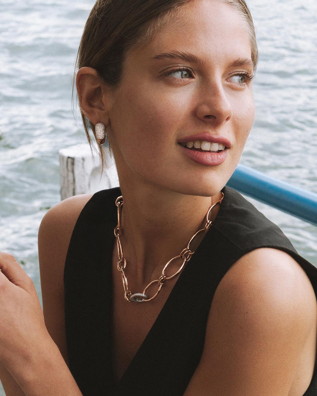 Mattioli Hiroko Collectional - Boucles d'oreilles à petits anneaux en or rose 18 carats et diamants blancs en vente 5