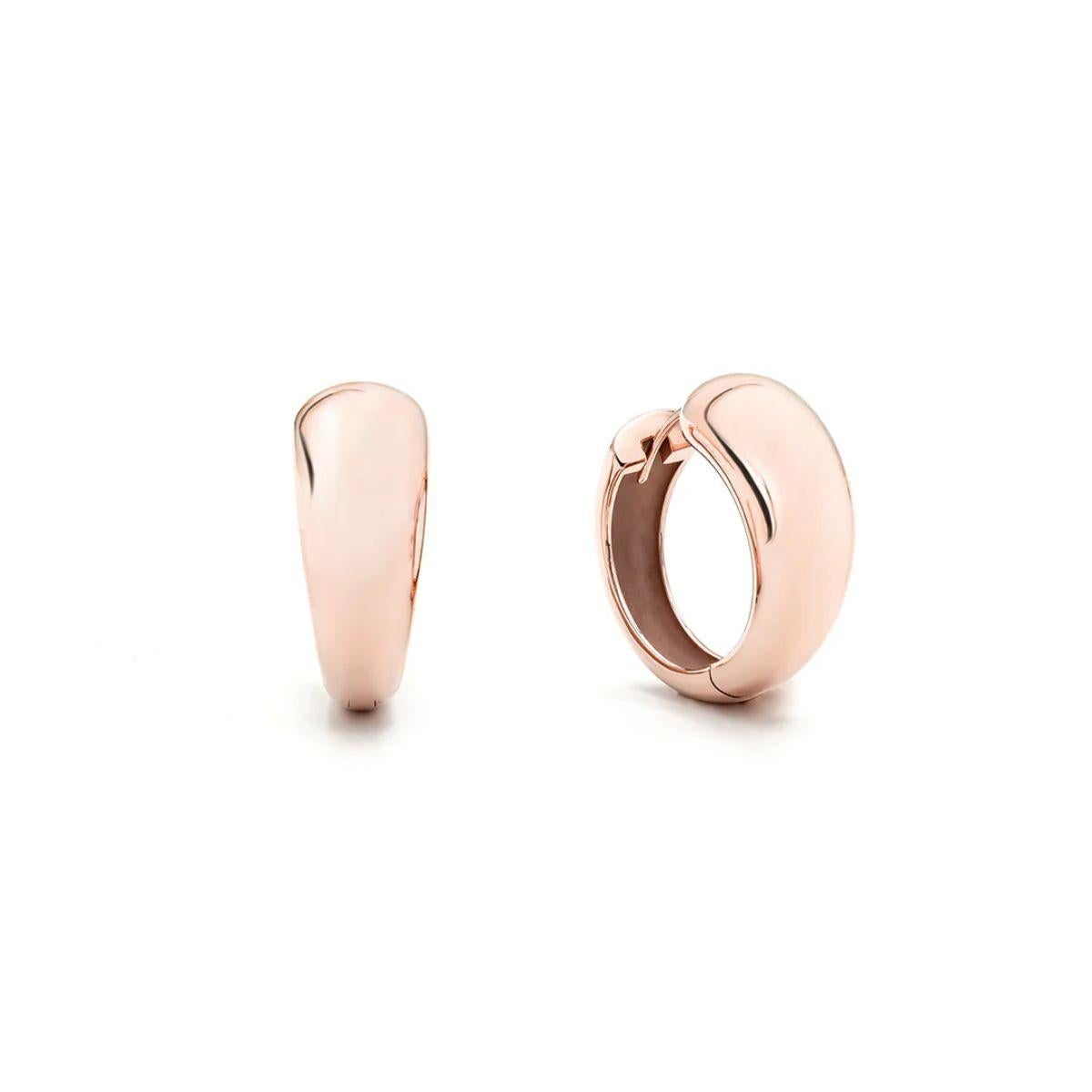 Taille brillant Mattioli Hiroko Collectional - Boucles d'oreilles à petits anneaux en or rose 18 carats et diamants blancs en vente