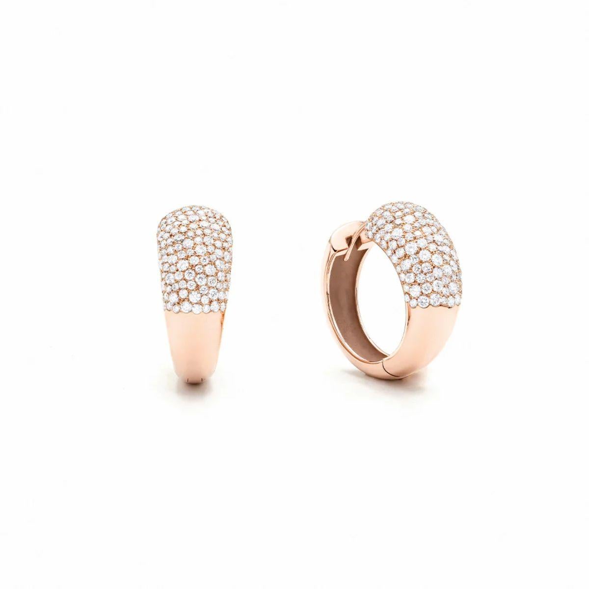 Mattioli Hiroko Collectional - Boucles d'oreilles à petits anneaux en or rose 18 carats et diamants blancs Neuf - En vente à Bilbao, ES