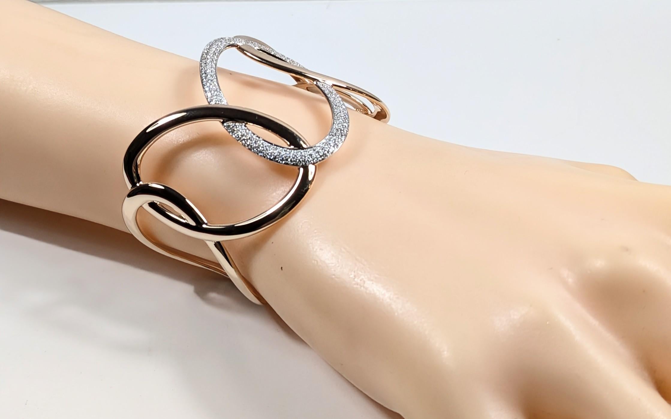 Rose Cut Mattioli Hiroko Cuff in Rose Gold and White  Diamonds For Sale