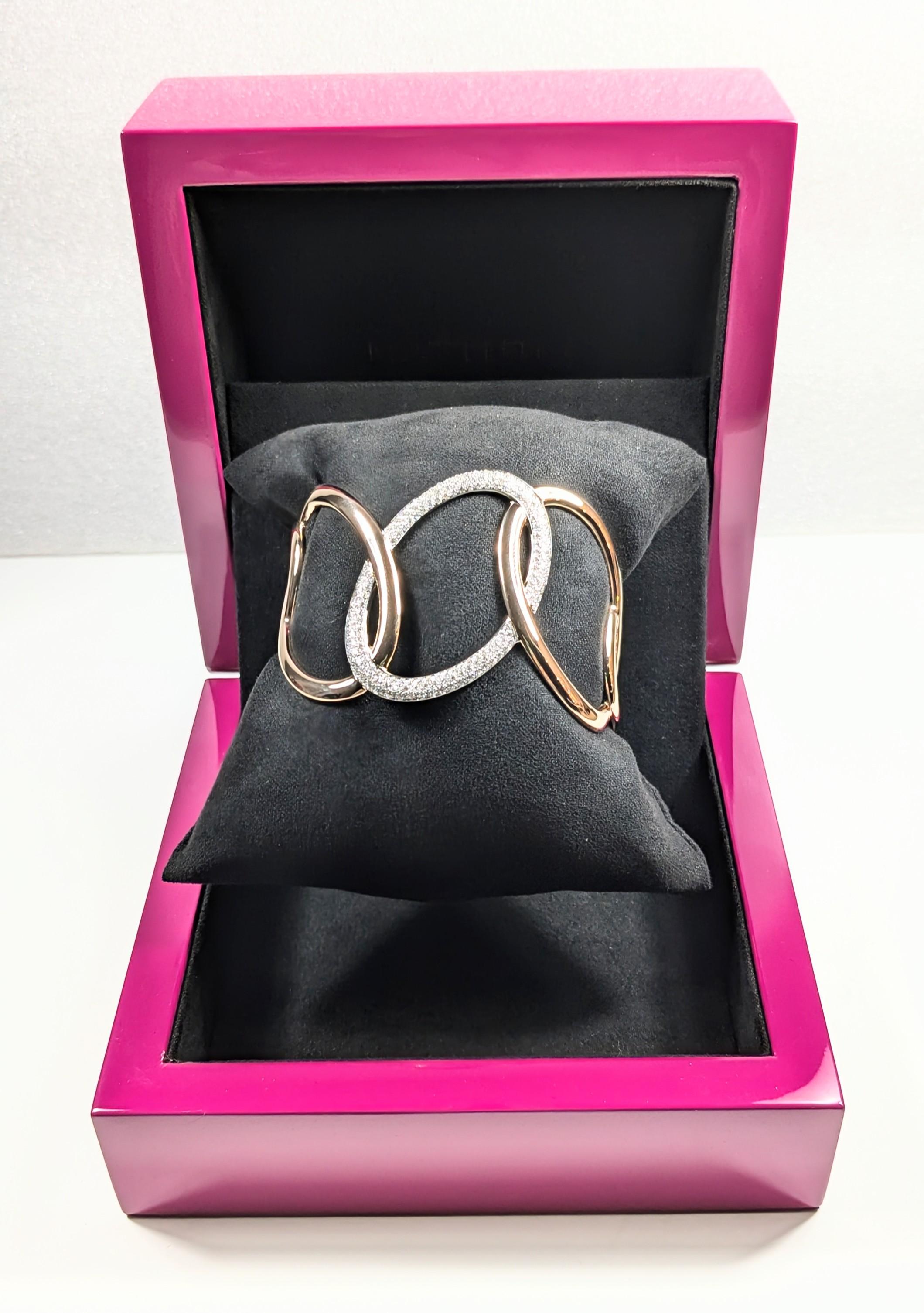 Mattioli Hiroko Cuff in Rose Gold and White  Diamonds For Sale 1