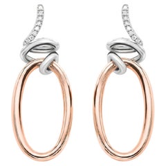 Boucles d'oreilles pendantes Mattioli Hiroko en or rose et blanc 18 carats et diamants blancs
