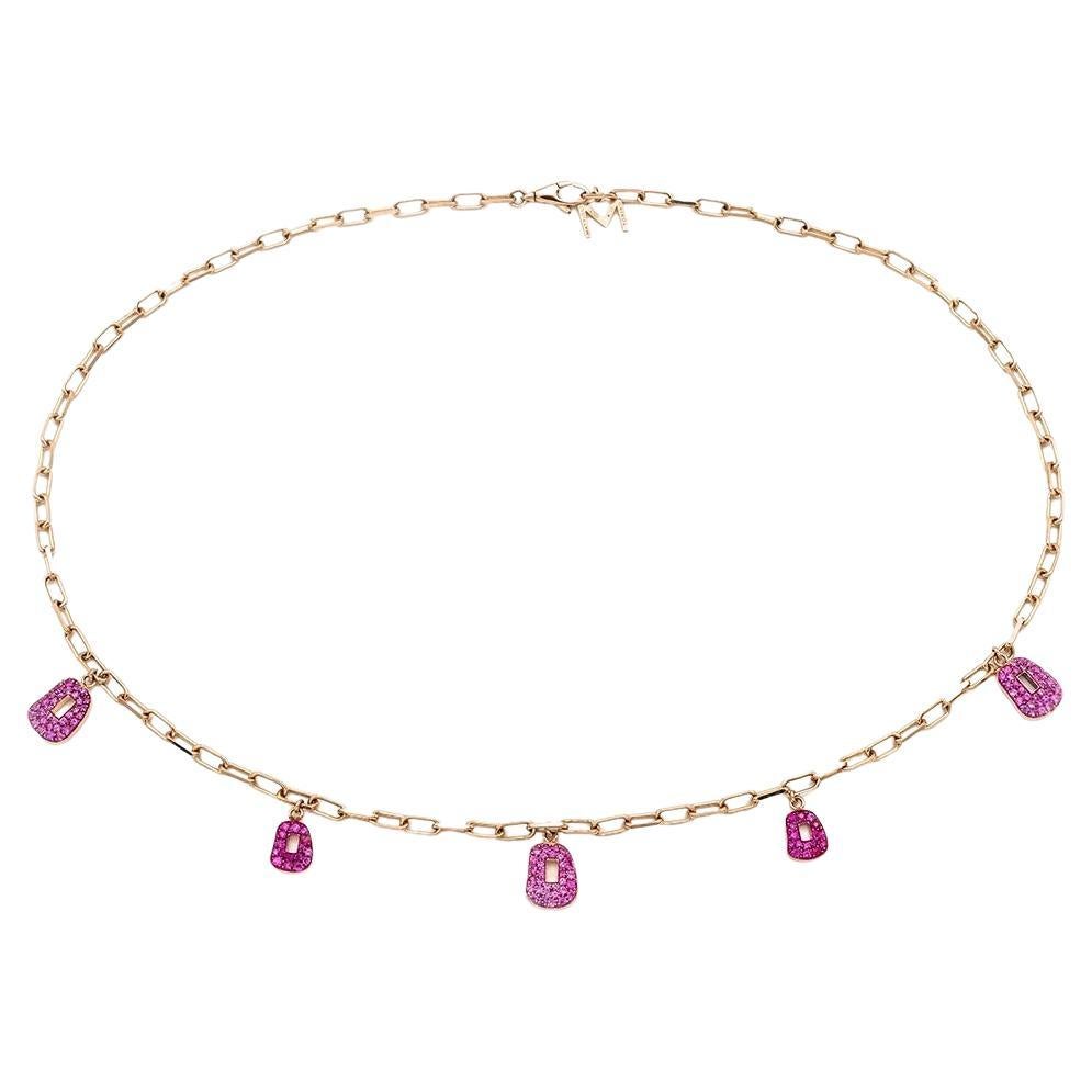 Mattioli Mini Puzzle 3 pendants Necklace in Rose Gold and 
pink Sapphires
Other options with only 5 pendants for 6.200€
And also other coloour golds and stones
Available in Rose, Yellow or White Gold and Brown Diamonds
Chain 42cm 
Production time is