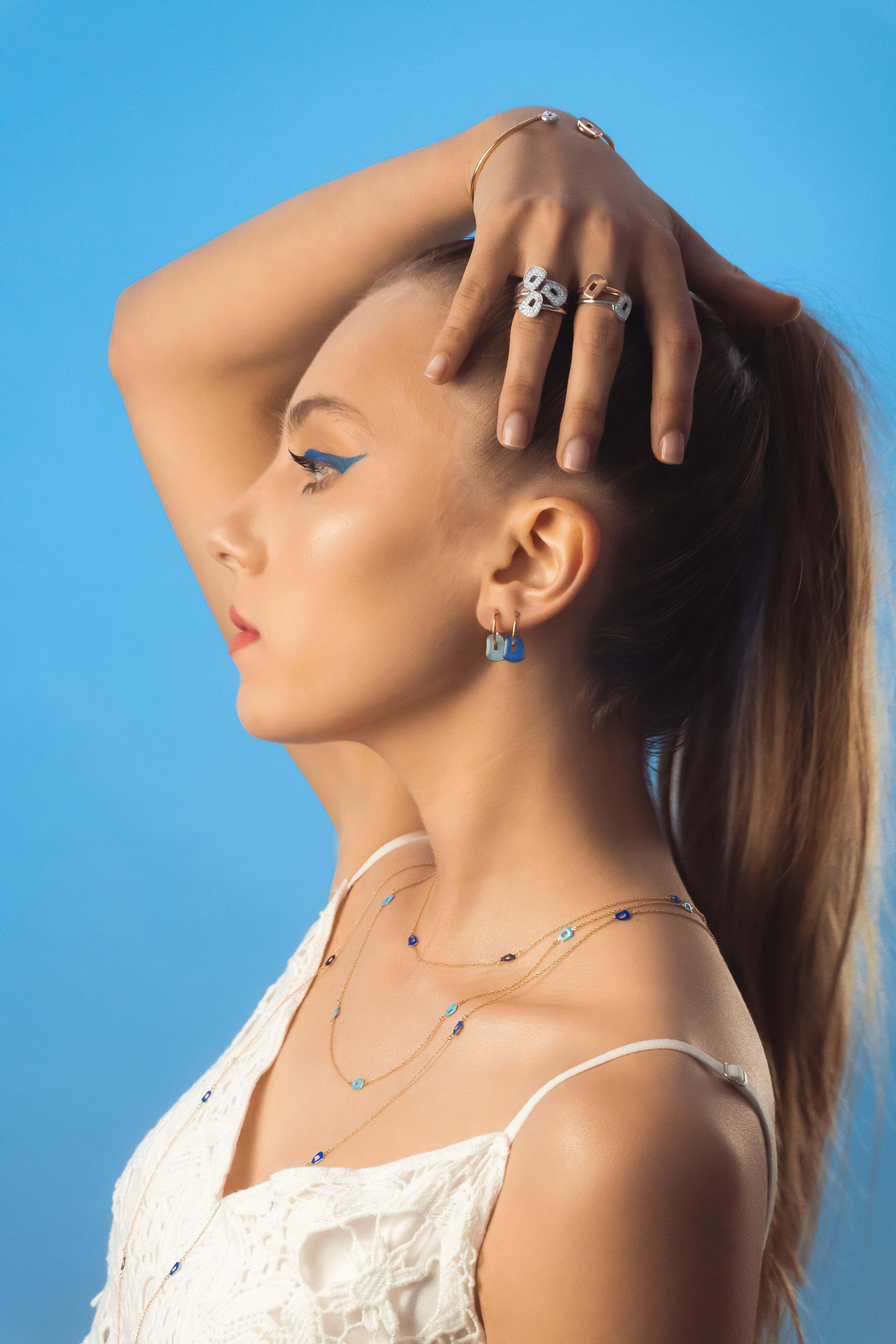 Brilliant Cut Mattioli Mini Puzzle 3 pendants  Necklace in Rose Gold and pink Sapphires For Sale