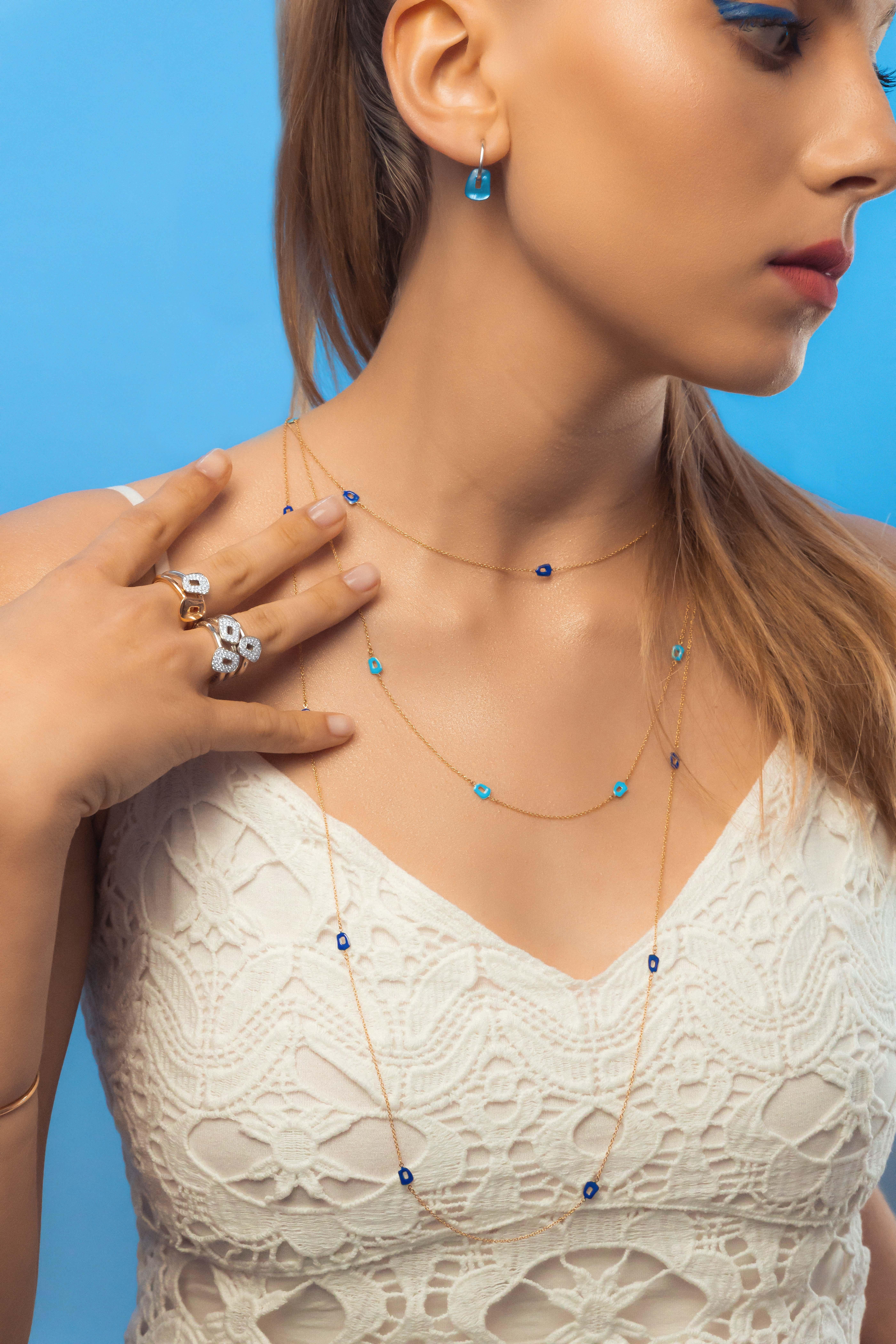 Mattioli Mini Puzzle 3 pendants  Necklace in Rose Gold and pink Sapphires In New Condition For Sale In Bilbao, ES