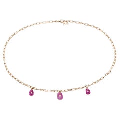 Mattioli Mini Puzzle 3 pendants  Necklace in Rose Gold and pink Sapphires