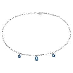 Mattioli Mini Puzzle 3 pendants  Necklace in white Gold and blue Sapphires