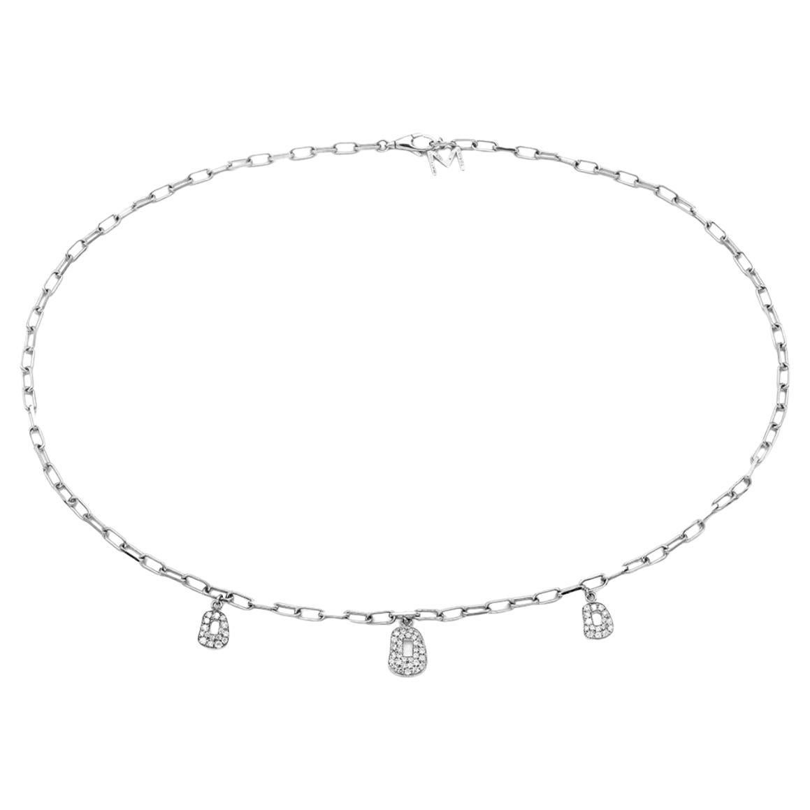 Collar Mattioli Mini Puzzle 3 Colgantes en Oro Blanco y Diamantes Blancos