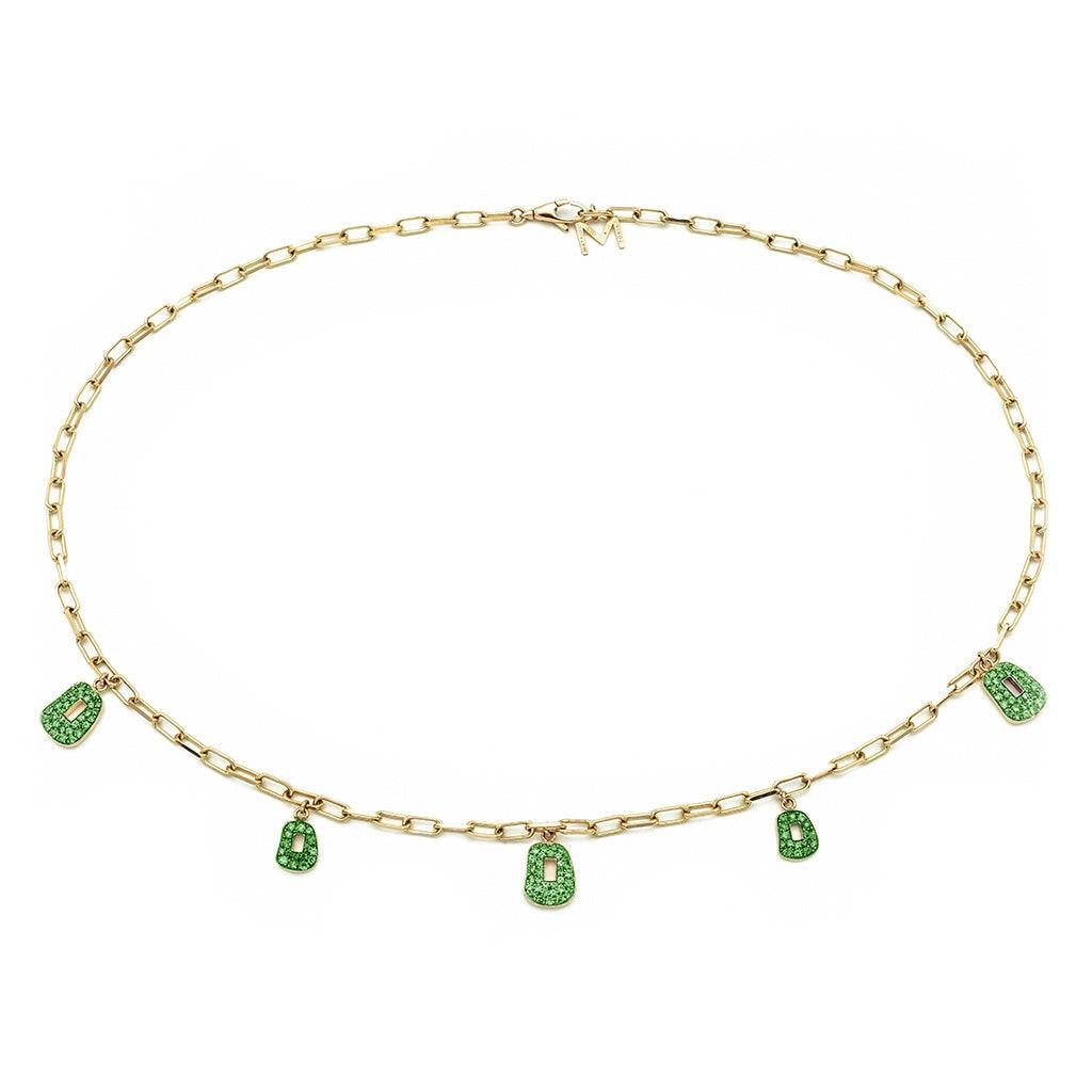 Mattioli Mini Puzzle 3 pendentifs  Collier en or jaune et tsavorites en vente 3