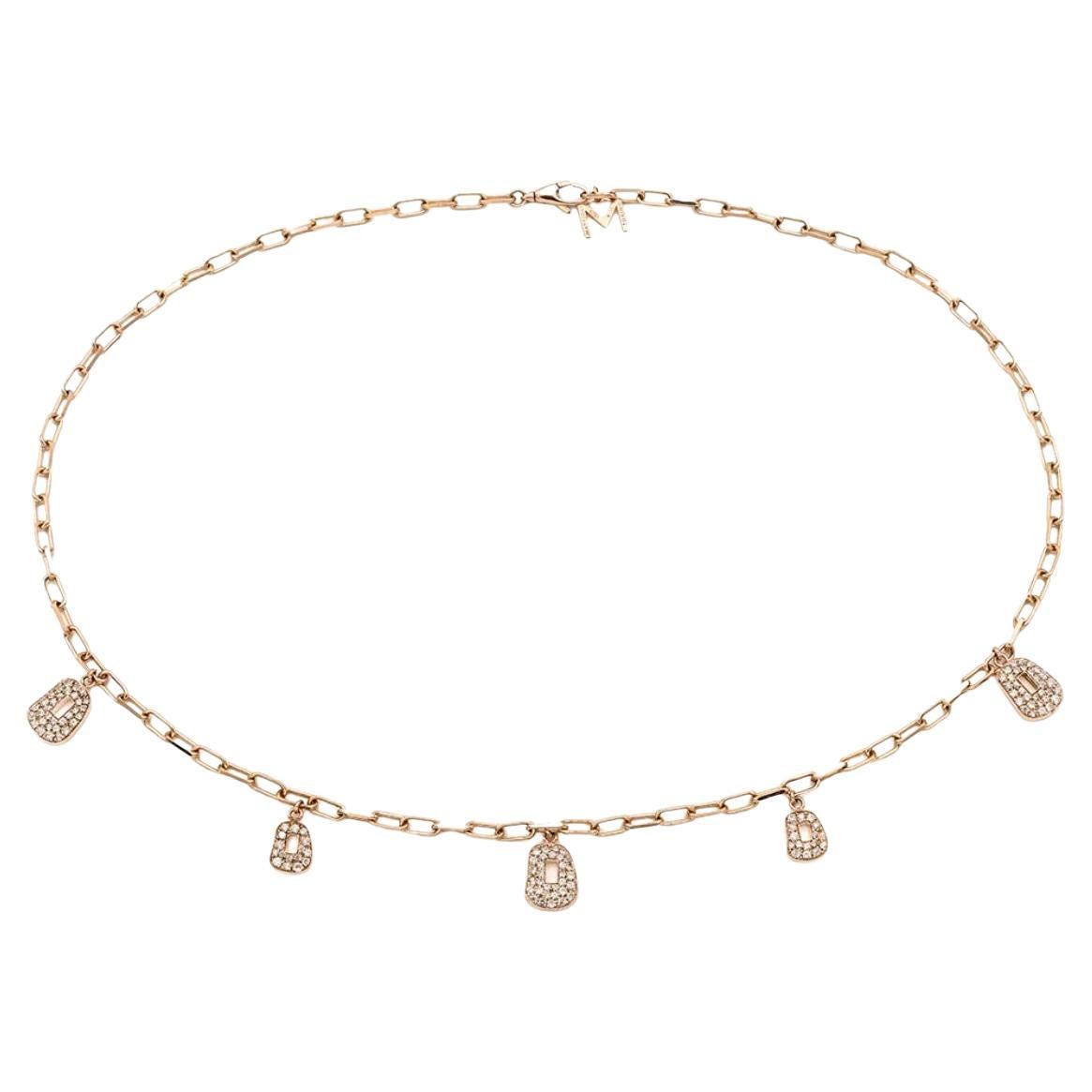 Mattioli Mini Puzzle 5 Pendants Necklace in Rose Gold and Brown Diamonds