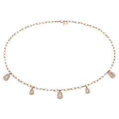 Collar Mattioli Mini Puzzle 5 Colgantes en Oro Rosa y Diamantes Marrones