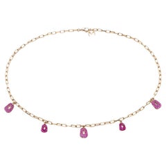 Mattioli Mini Puzzle 5 pendants  Necklace in Rose Gold and pink Sapphires
