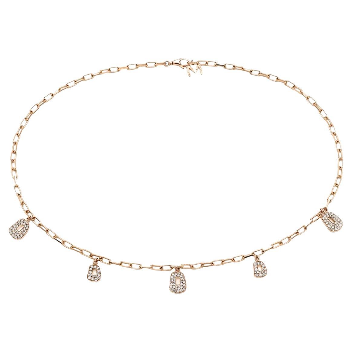 Mattioli Mini Puzzle 5 Anhänger Halskette aus Roségold und weißen Diamanten